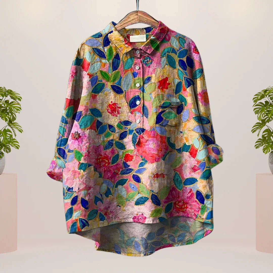 Selena | Skjorte med Blomstrende Kunstprint - ARTIKA - Blouse & Shirts