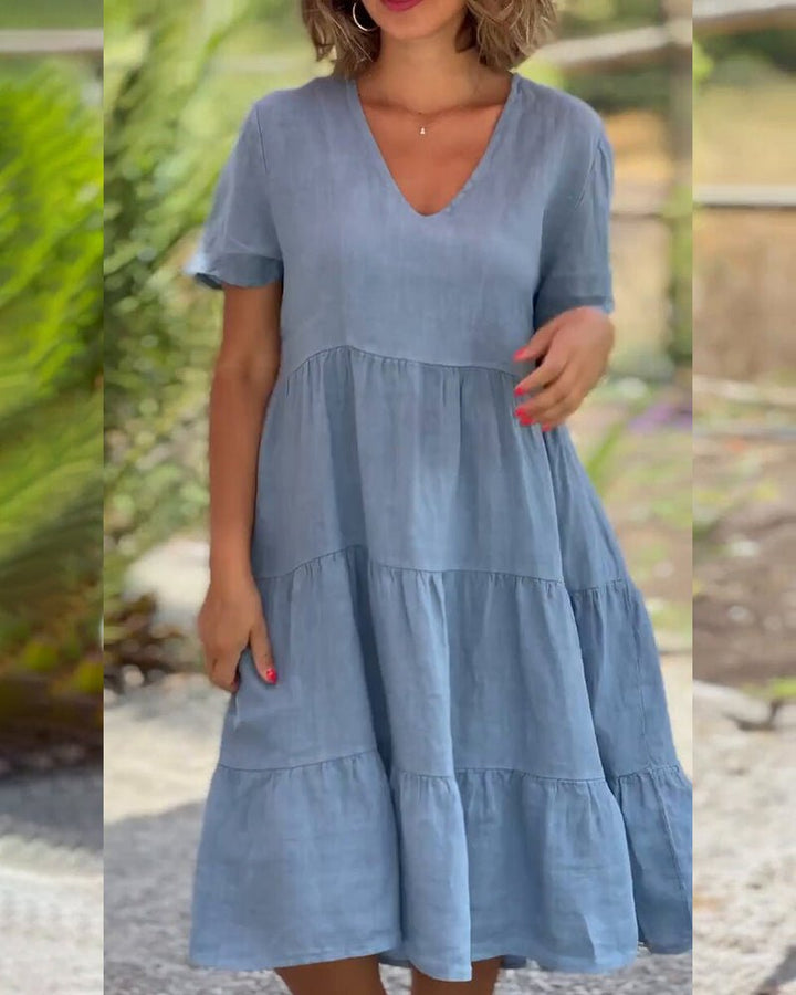 Alvilda | Kjole i bomuld og hør med V - hals - ARTIKA - Dresses