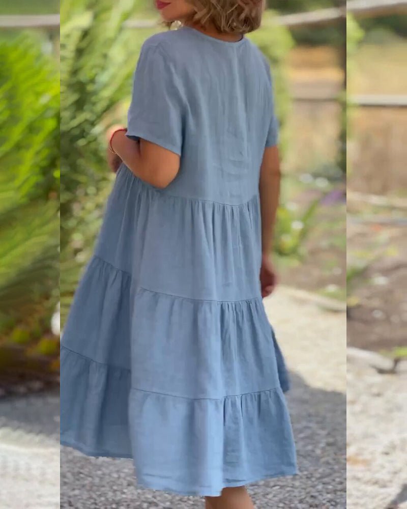Alvilda | Kjole i bomuld og hør med V - hals - ARTIKA - Dresses